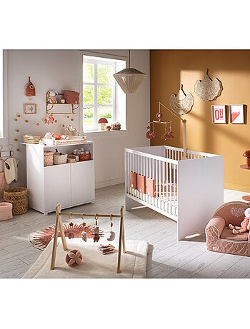 Cuna de 120 x 60 con cabeceros de paneles blancos - BABYPRICE
