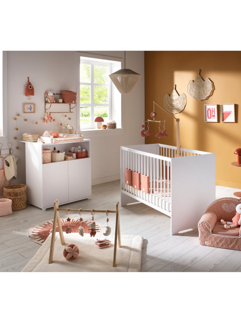 Cuna de 120 x 60 con cabeceros de paneles blancos - BABYPRICE Blanco - Kiabi