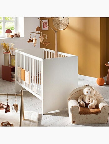 Cuna de 120 x 60 con cabeceros lacados en blanco y somier - BABYPRICE