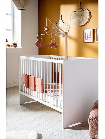 Cuna de 120 x 60 con cabeceros lacados en blanco y somier - BABYPRICE