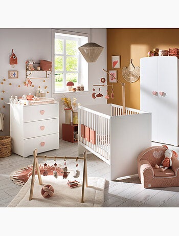 Cuna de 120 x 60 con cabeceros lacados en blanco y somier - BABYPRICE