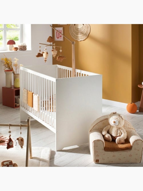 Cuna de 120 x 60 con cabeceros lacados en blanco y somier - BABYPRICE - Kiabi