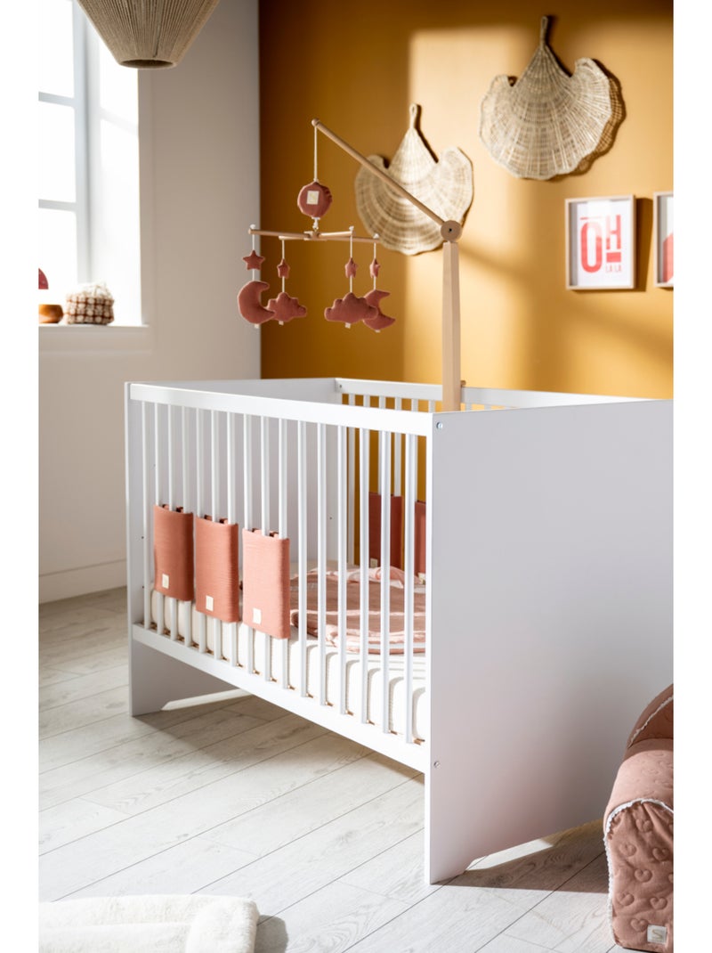 Cuna de 120 x 60 con cabeceros lacados en blanco y somier - BABYPRICE Blanco - Kiabi