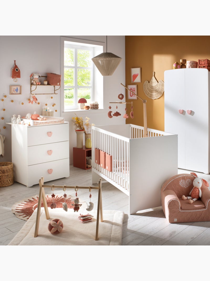 Cuna de 120 x 60 con cabeceros lacados en blanco y somier - BABYPRICE Blanco - Kiabi