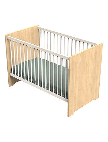 Cuna de 120 x 60 con cabeceros redondeados de madera decorada en roble - SAUTHON