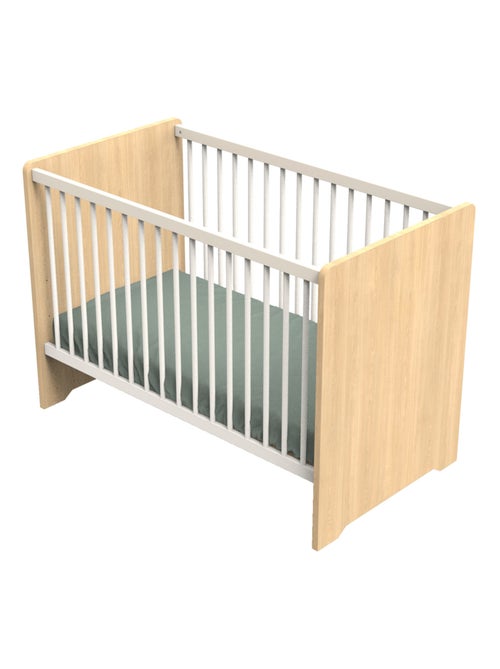 Cuna de 120 x 60 con cabeceros redondeados de madera decorada en roble - SAUTHON - Kiabi