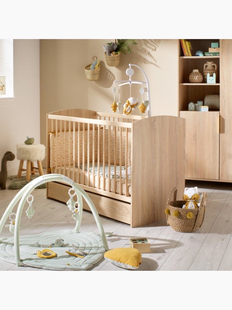Cuna de 120 x 60 con cabeceros redondeados de madera decorada en roble - SAUTHON Marrón - Kiabi
