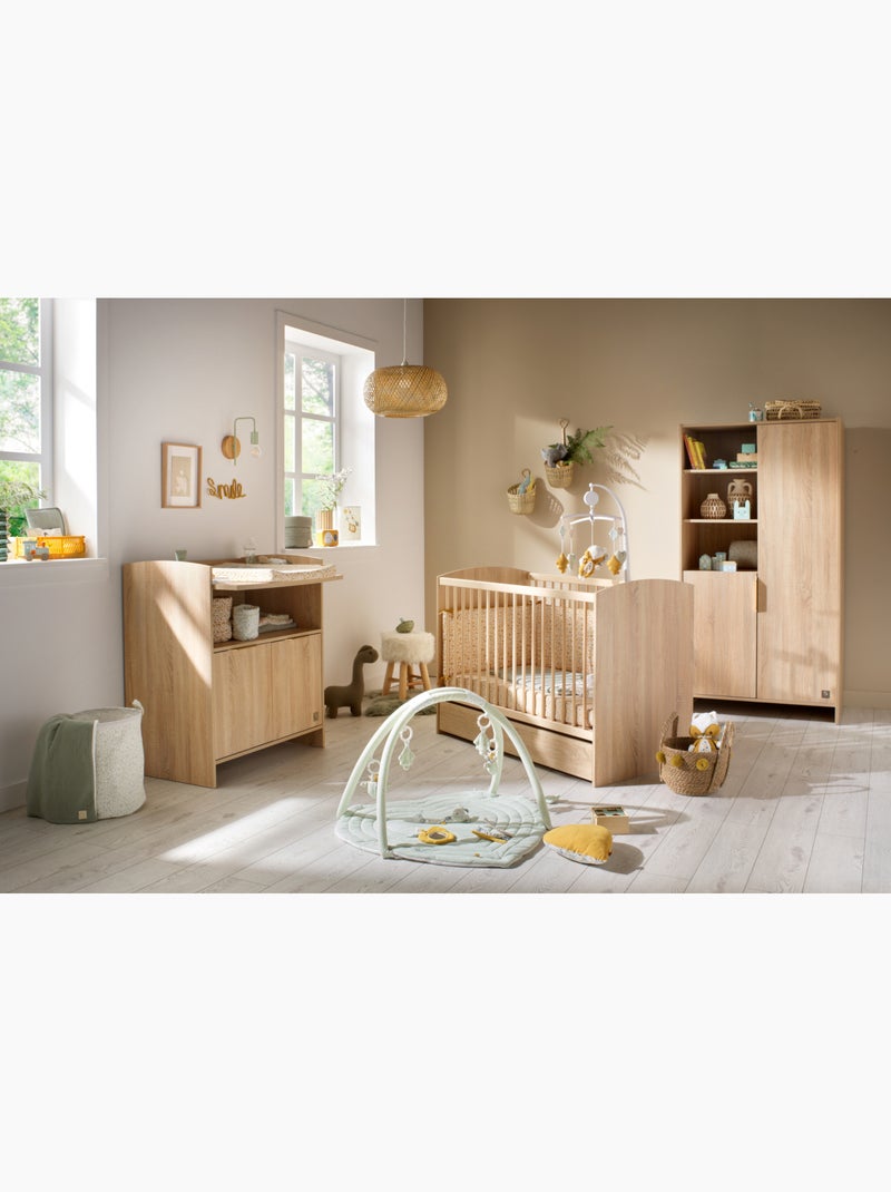 Cuna de 120 x 60 con cabeceros redondeados de madera decorada en roble - SAUTHON Marrón - Kiabi