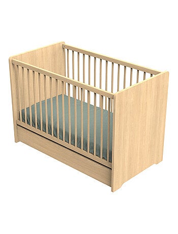 Cuna de 120 x 60 con cabeceros redondeados de madera decorada en roble - SAUTHON