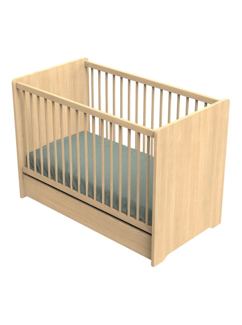 Cuna de 120 x 60 con cabeceros redondeados de madera decorada en roble - SAUTHON - Kiabi