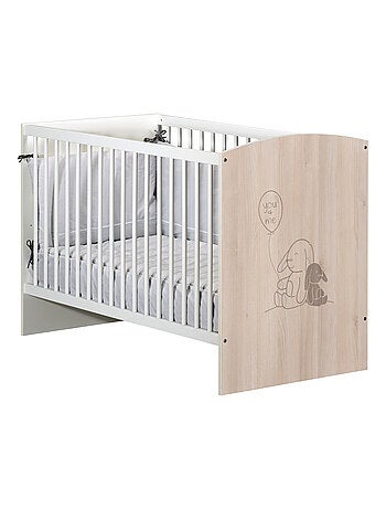 Cuna de bebé 120x60 con barrotes y decoración efecto - BABYPRICE