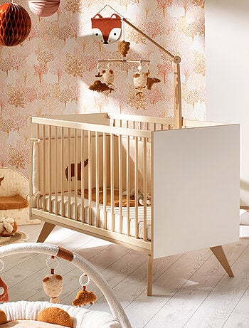 Cuna de bebé 120x60 con barrotes y patas, con decoración color - SAUTHON