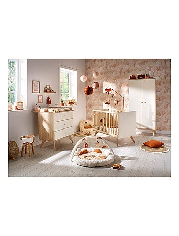 Cuna de bebé 120x60 con barrotes y patas, con decoración color - SAUTHON