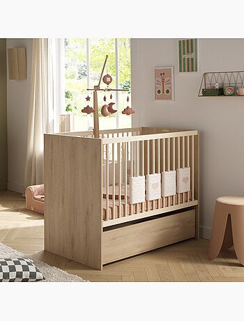 Cuna de bebé de 60 x 120, ampliable a 90 x 190, con acabado en madera de - SAUTHON