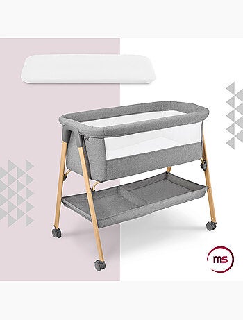 Cuna de bebé independiente con colchón y cama de viaje plegable gris – HyperMotion