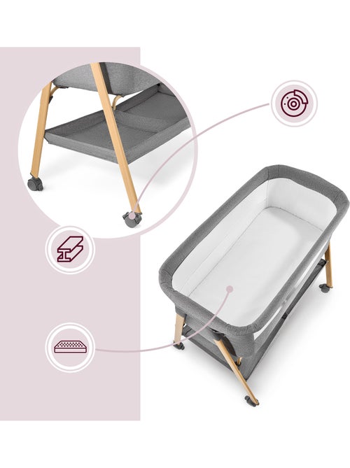 Cuna de bebé independiente con colchón y cama de viaje plegable gris – HyperMotion - Kiabi Cuna de bebé independiente con colchón y cama de viaje plegable gris – HyperMotion - Kiabi