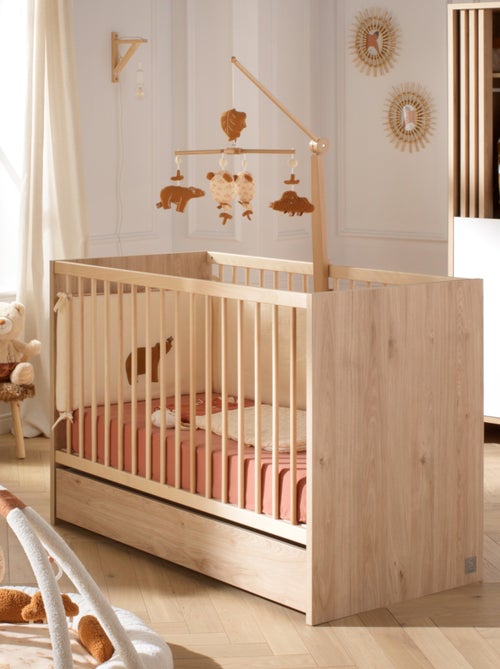 Cuna de madera, 120x60cm, decoración roble suave con - SAUTHON - Kiabi