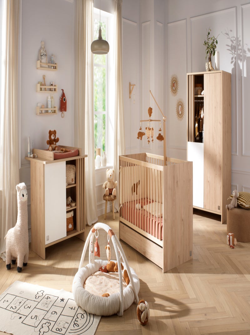 Cuna de madera, 120x60cm, decoración roble suave con - SAUTHON Marrón - Kiabi