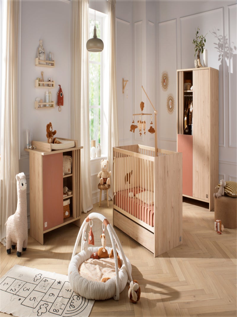 Cuna de madera, 120x60cm, decoración roble suave con - SAUTHON Marrón - Kiabi