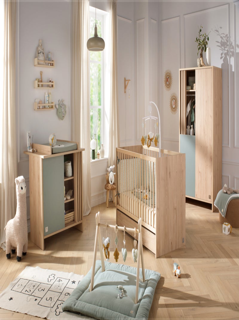 Cuna de madera, 120x60cm, decoración roble suave con - SAUTHON Marrón - Kiabi