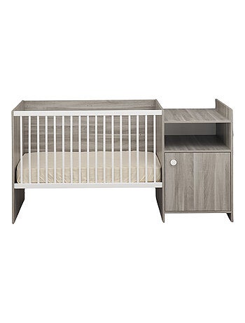 Cuna de madera de 120x60 convertible en 90x190 con cambiador de 1 - BABYPRICE