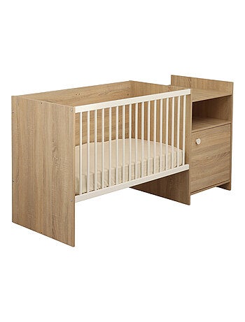 Cuna de madera de 120x60 convertible en 90x190 con cambiador de 1 - BABYPRICE