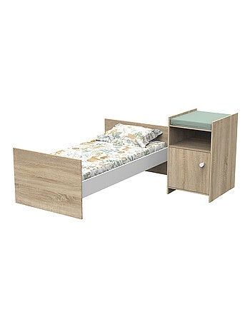 Cuna de madera de 120x60 convertible en 90x190 con cambiador de 1 - BABYPRICE