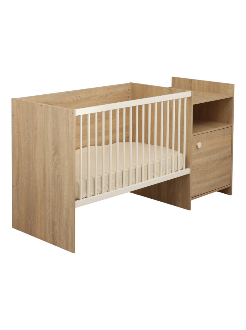 Cuna de madera de 120x60 convertible en 90x190 con cambiador de 1 - BABYPRICE Gris - Kiabi