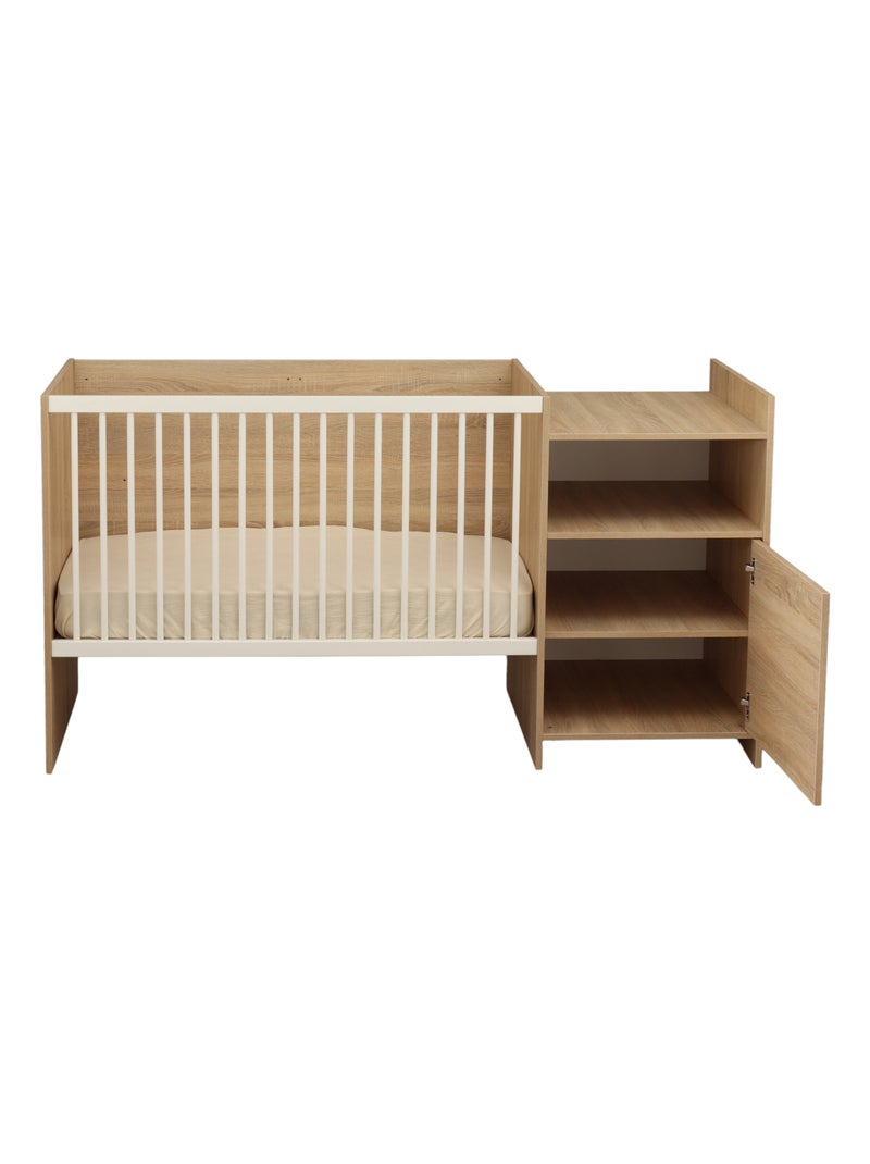 Cuna de madera de 120x60 convertible en 90x190 con cambiador de 1 - BABYPRICE Gris - Kiabi