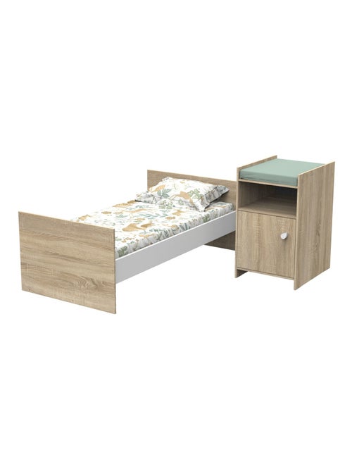 Cuna de madera de 120x60 convertible en 90x190 con cambiador de 1 - BABYPRICE - Kiabi