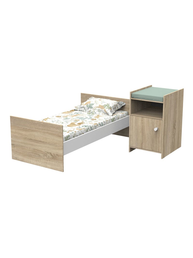 Cuna de madera de 120x60 convertible en 90x190 con cambiador de 1 - BABYPRICE Gris - Kiabi