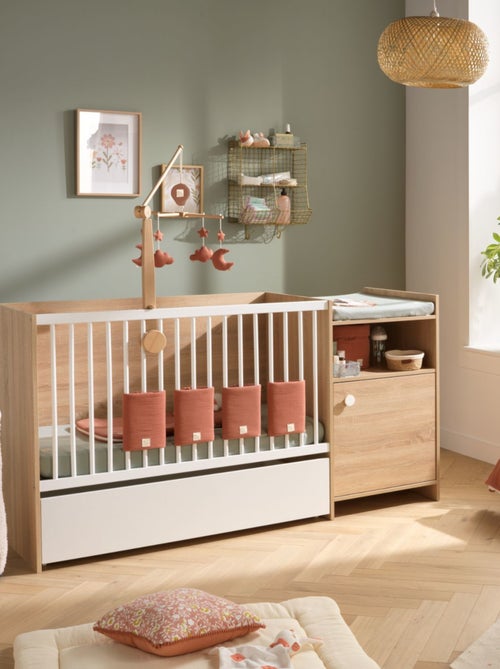 Cuna de madera de 120x60 convertible en 90x190 con cambiador de 1 - BABYPRICE - Kiabi