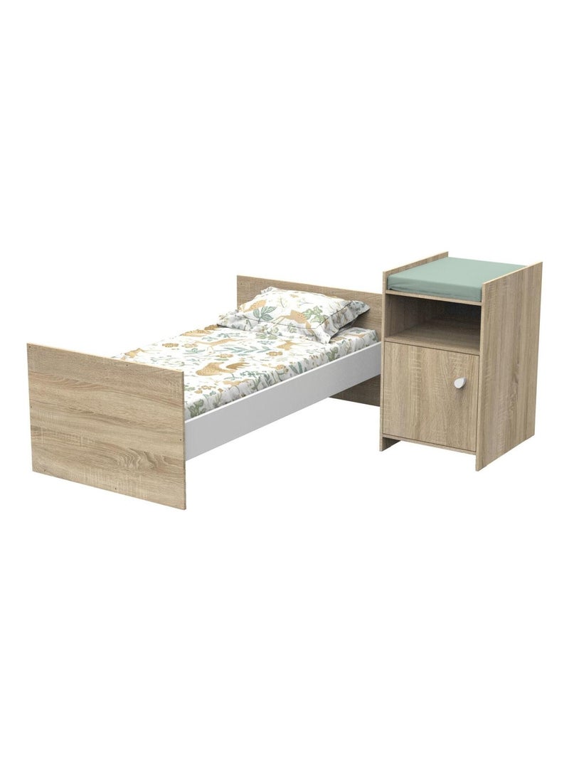 Cuna de madera de 120x60 convertible en 90x190 con cambiador de 1 - BABYPRICE Marrón - Kiabi