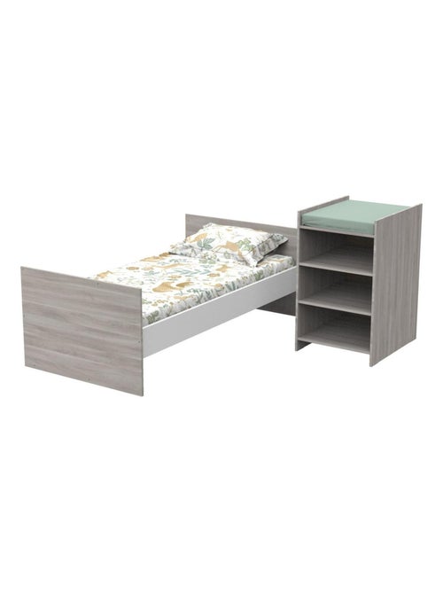 Cuna de madera de 120x60 convertible en 90x190 con cambiador y - BABYPRICE - Kiabi
