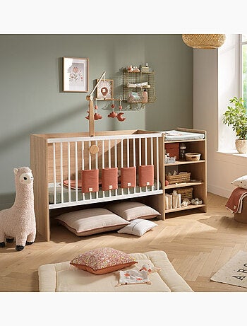 Cuna de madera de 120x60 convertible en 90x190 con cambiador y - BABYPRICE