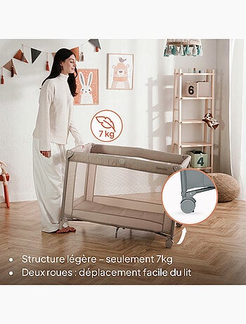 Cuna de viaje 2 en 1 LIONELO Amelie - Parque infantil - Ligera - Ruedas - 0-36 meses - Bolsa incluid
