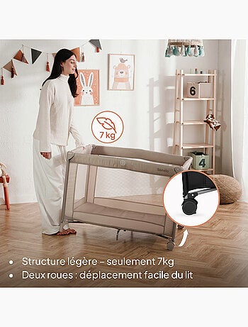 Cuna de viaje 2 en 1 LIONELO Amelie - Parque infantil - Ligera - Ruedas - 0-36 meses - Bolsa incluid