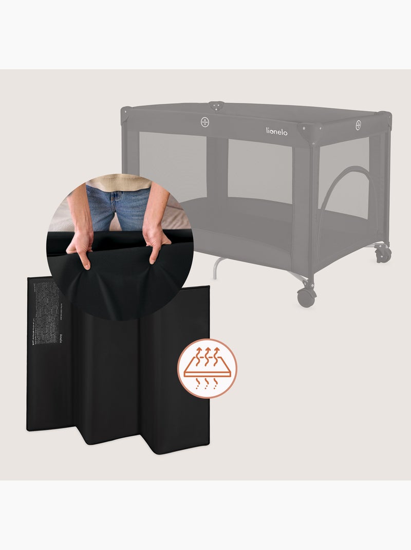 Cuna de viaje 2 en 1 LIONELO Amelie - Parque infantil - Ligera - Ruedas - 0-36 meses - Bolsa incluid Negro - Kiabi