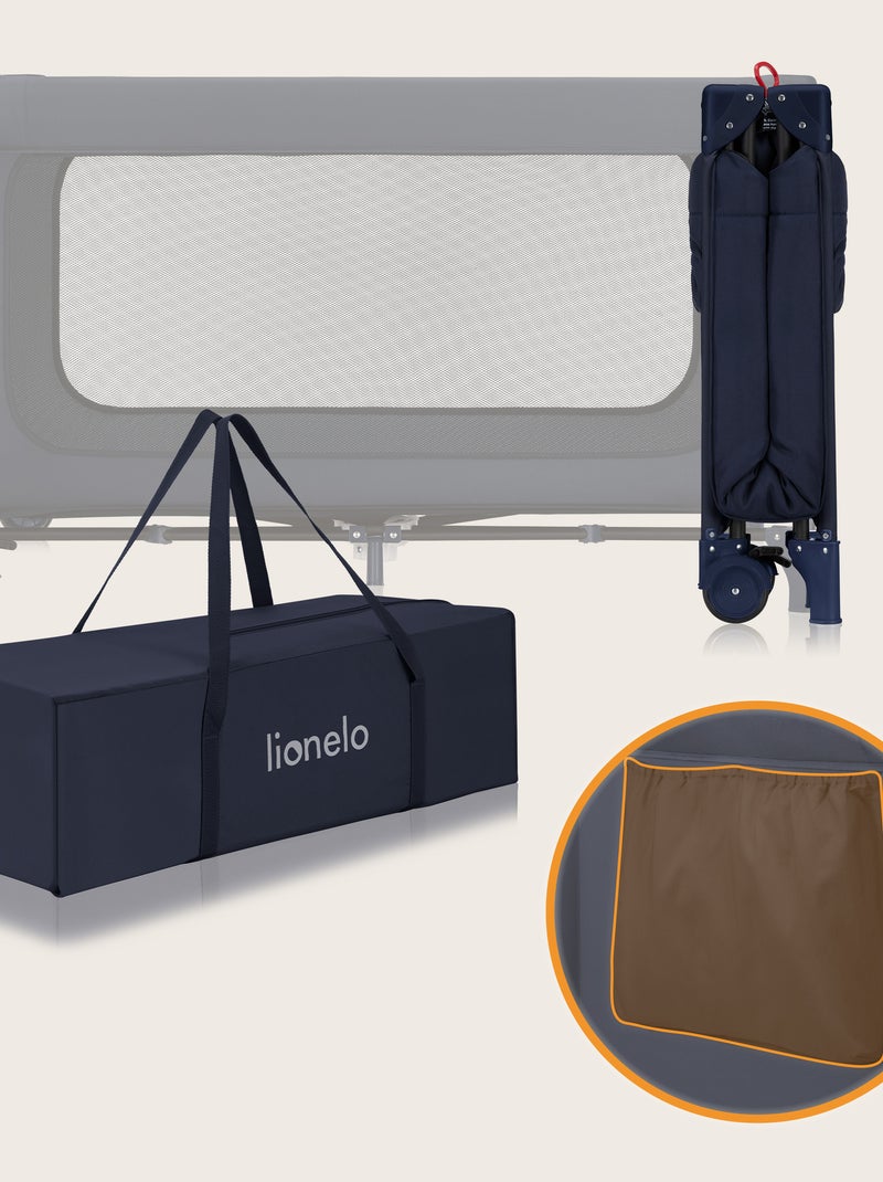 Cuna de viaje 2 en 1 LIONELO Jasmin - Parque infantil - Plegado rápido - Ruedas - 0-36 meses - Bolsi Azul - Kiabi