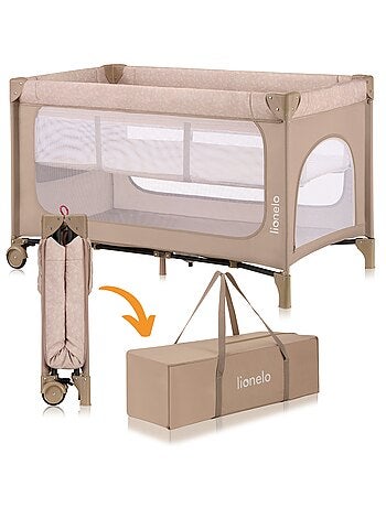 Cuna de viaje 2 en 1 LIONELO Jasmin - Parque infantil - Plegado rápido - Ruedas - 0-36 meses - Bolsi