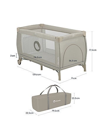 Cuna de viaje 3 en 1 LIONELO Stefi Plus - Parque infantil - Colchón de alta densidad - Ruedas - 0-36