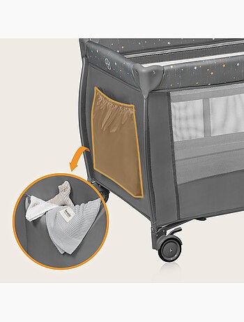 Cuna de viaje 3 en 1 LIONELO Stefi Plus - Parque infantil - Colchón de alta densidad - Ruedas - 0-36