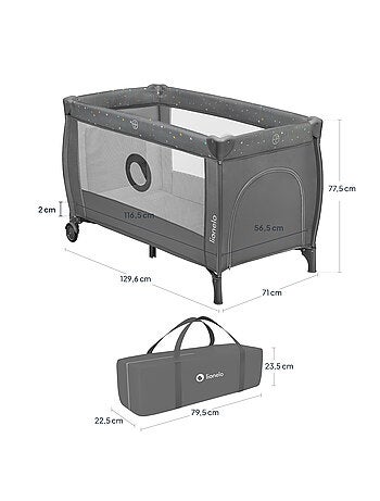 Cuna de viaje 3 en 1 LIONELO Stefi Plus - Parque infantil - Colchón de alta densidad - Ruedas - 0-36