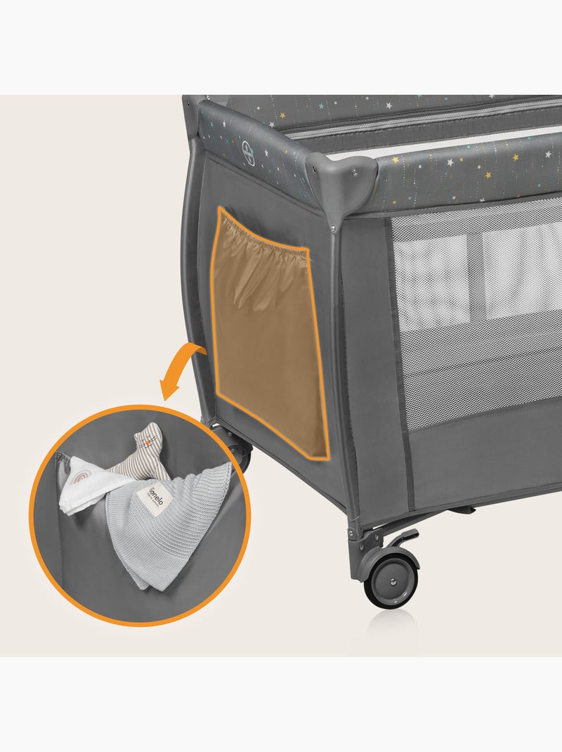 Cuna de viaje 2 en 1 LIONELO Stefi Plus - Parque infantil - Colchón de alta densidad - Ruedas - 0-36 Gris - Kiabi