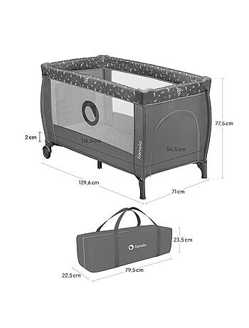 Cuna de viaje 3 en 1 LIONELO Stefi Plus - Parque infantil - Colchón de alta densidad - Ruedas - 0-36