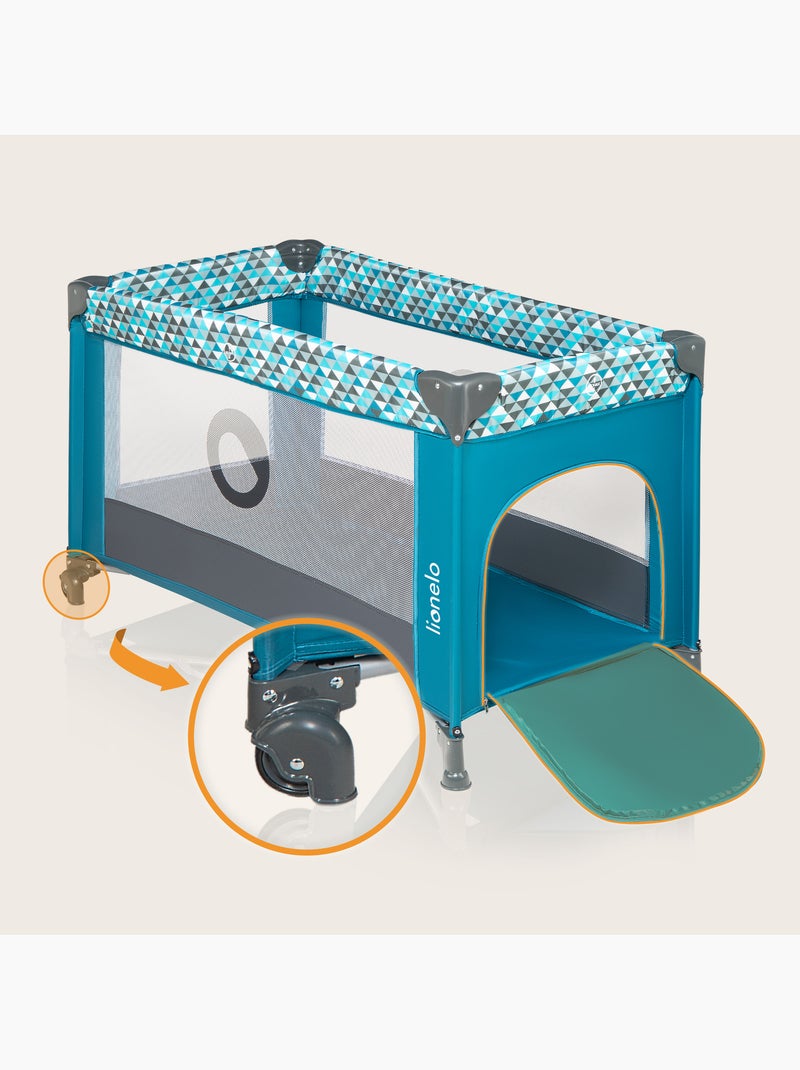 Cuna de viaje 2 en 1 Stefi LIONELO - Parque infantil - 125 x 65 cm - Ruedas - 0-36 meses - Bolsa inc Azul turquesa - Kiabi