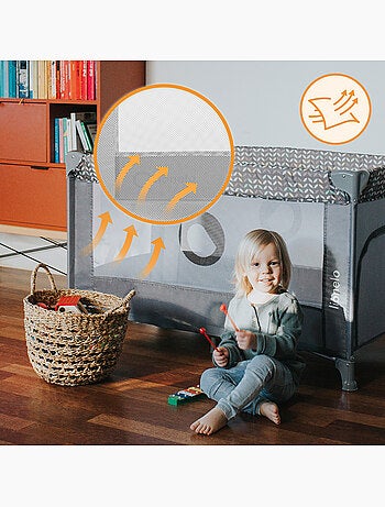 Cuna de viaje 2 en 1 Stefi LIONELO - Parque infantil - 125 x 65 cm - Ruedas - 0-36 meses - Bolsa inc
