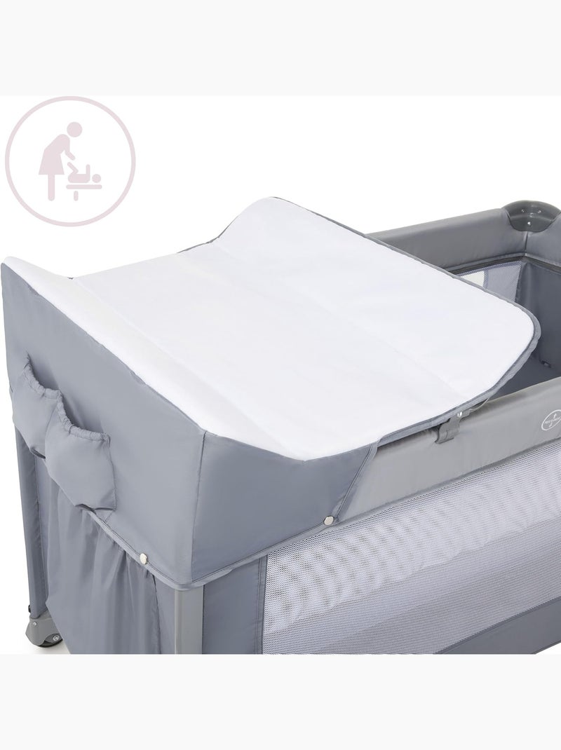 Cuna de viaje 3 en 1 con cambiador, colchón y bolsa, plegable y ajustable para bebé Gris - Kiabi