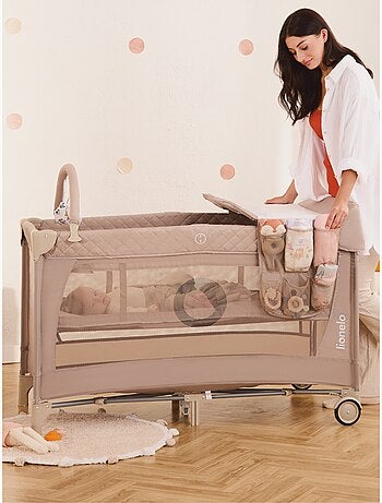 Cuna de viaje 3 en 1 LIONELO Flower - Parque infantil - 0-36 meses - Plegado rápido - Ruedas