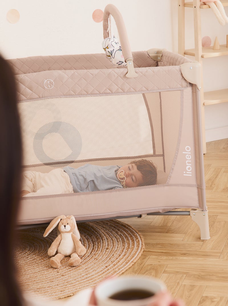 Cuna de viaje 3 en 1 LIONELO Flower - Parque infantil - 0-36 meses - Plegado rápido - Ruedas Beige - Kiabi
